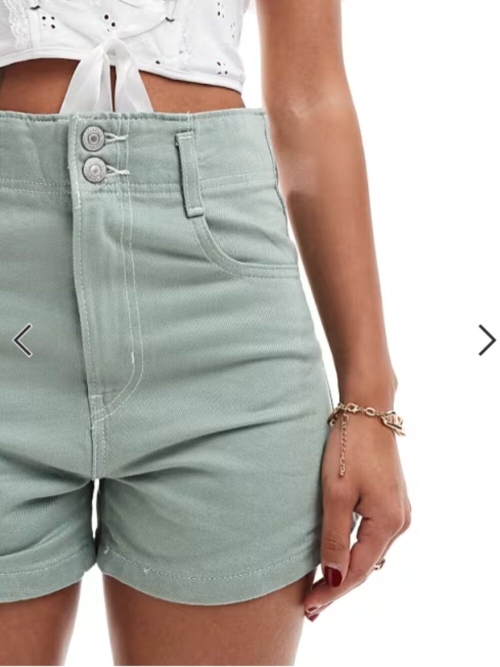 Levi's high waisted mom shorts denim sage green 100% cotton VGUC size 25